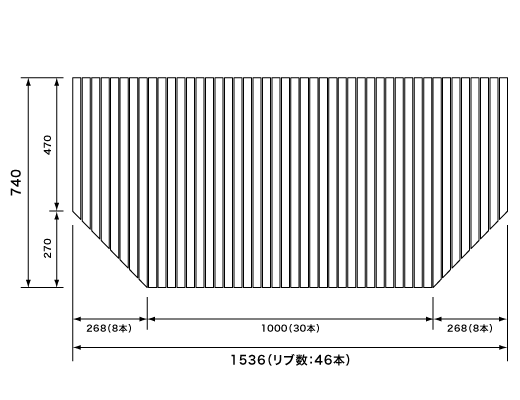 1536~740mm