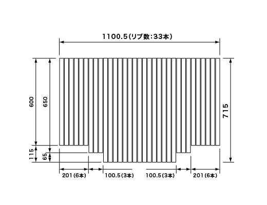 1101~715mm