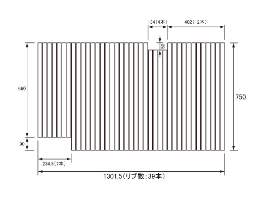 1302~750mm