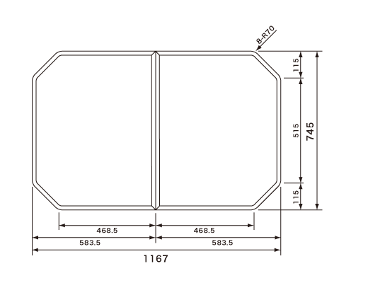 1167~745mm