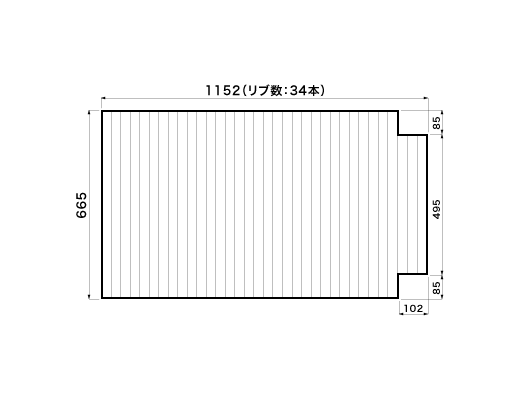 1152~665mm