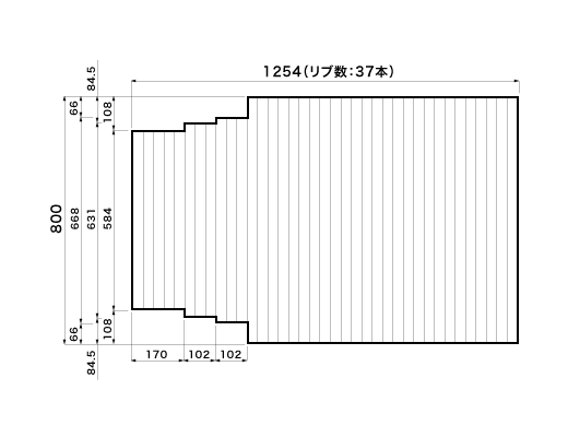 1254~800mm