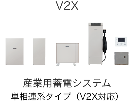 V2X 産業⽤蓄電システム単相連系タイプ（V2X対応）