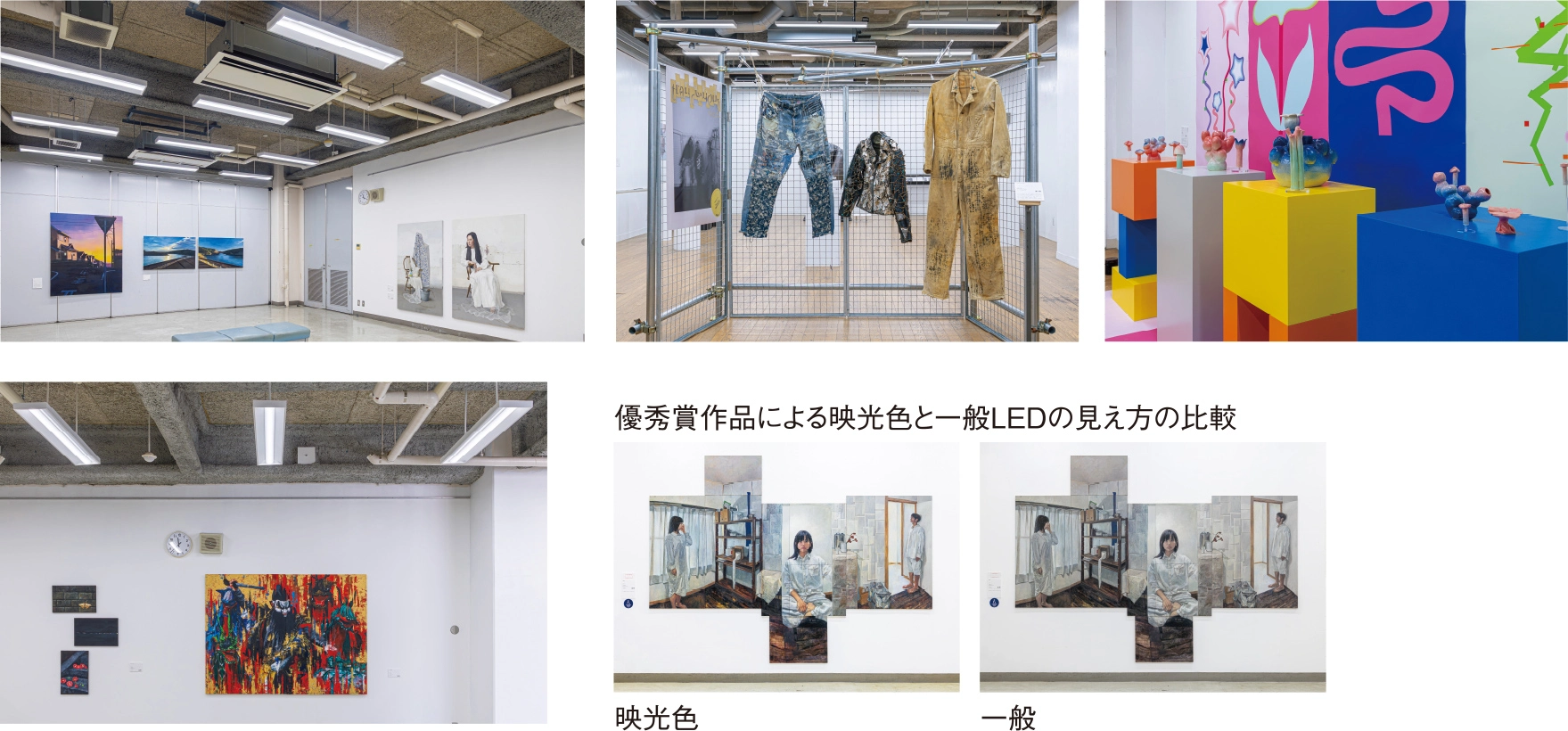 映光色を使用した卒業・修了作品展の様子