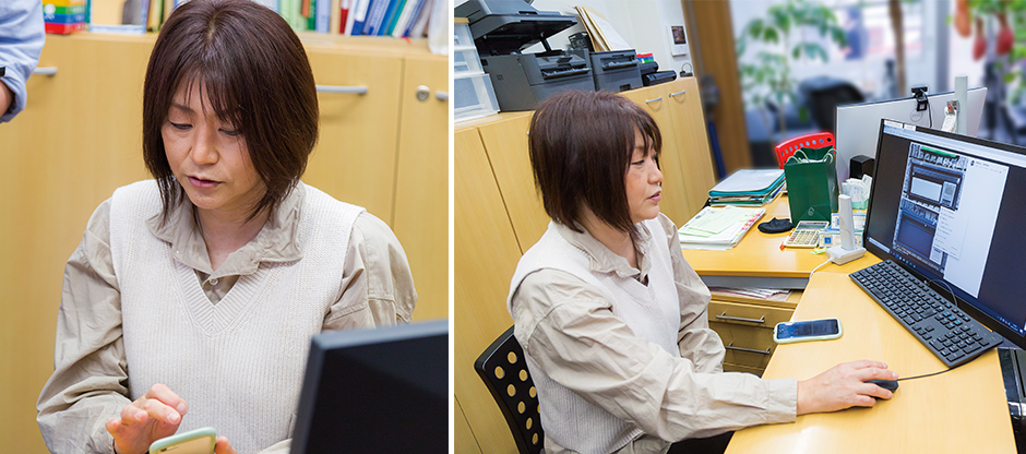 HPには「人柄」を伝えるべく顔写真に加え趣味も掲載。「この笑顔がよくて依頼しました」というお客様も。HP・SNSの更新は、奥様の利絵子様がご担当。SNSはスマートフォンで更新作業を行われています。