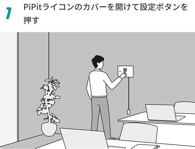 1 PiPitライコンのカバーを開けて設定ボタンを押す