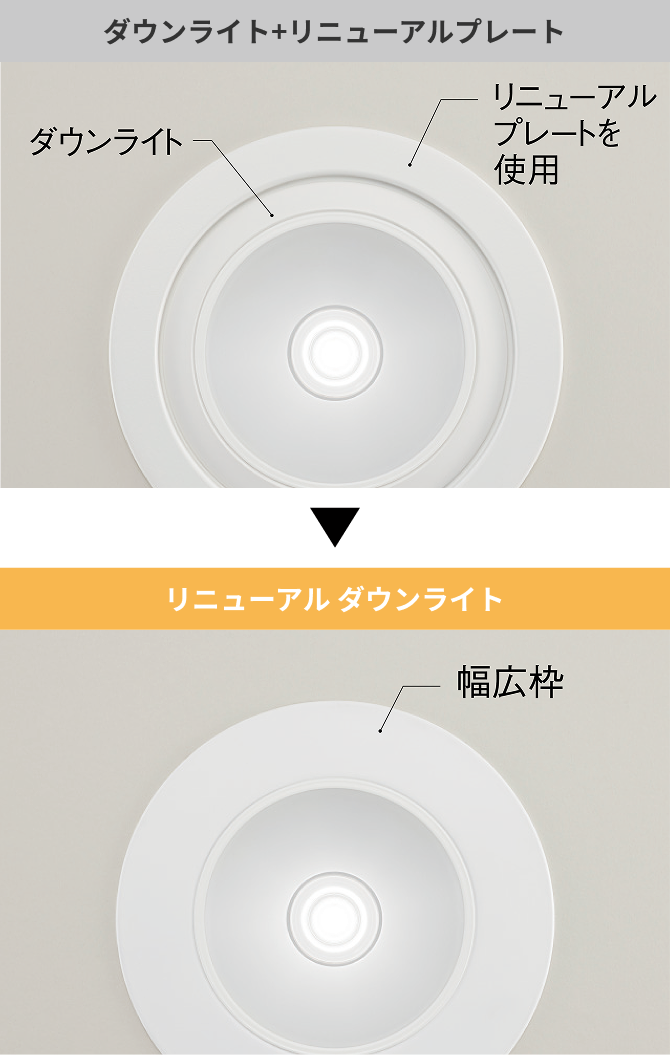 ダウンライト+リニューアルプレート リニューアルダウンライト