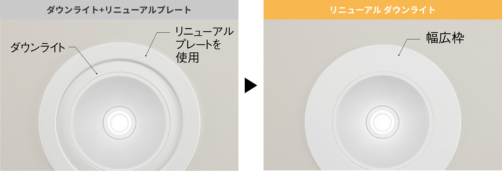 ダウンライト+リニューアルプレート リニューアルダウンライト