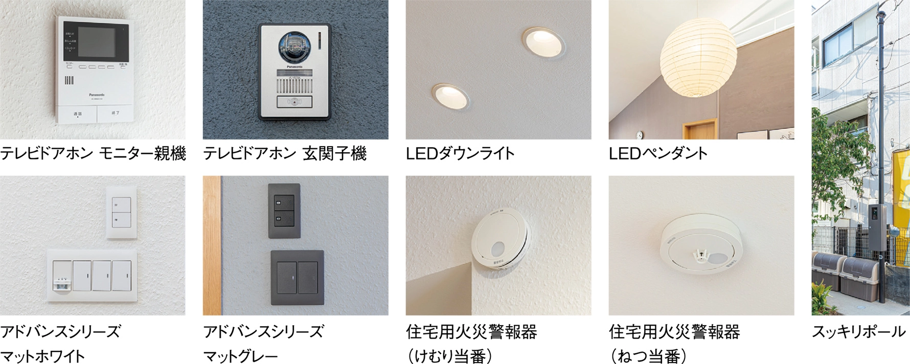 ウェルネストホーム東京花小金井モデルハウスで採用されている主なパナソニック製品の写真