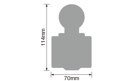 20形蛍光灯器具（FW21051Z）の器具断面図：縦114mm、横70mm