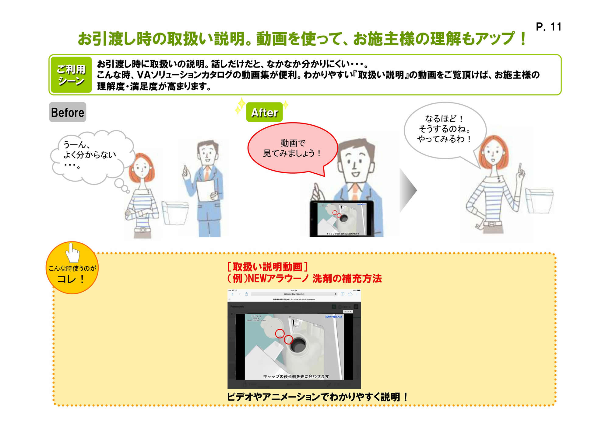 お引渡し時の取扱い説明。動画を使って、お施主様の理解もアップ！